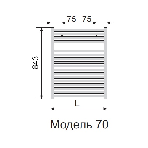 Электрический полотенцесушитель Zehnder TOGA TE-070-050/DD, белый, 300 Вт