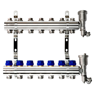 Комплект коллекторов Ридан FHF-7R set с кронштейнами и воздухоотводчиками, 7 контуров, 088U0707R