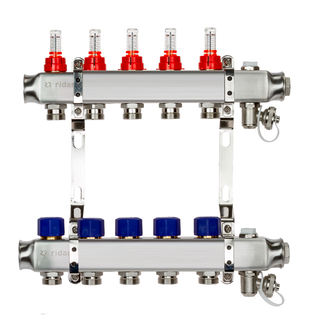 Комплект коллекторов Ридан SSM-5RF set с расходомерами и кронштейнами, 5 контуров, 088U0955R