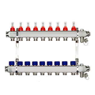 Комплект коллекторов Ридан SSM-9RF set с расходомерами и кронштейнами, 9 контуров, 088U0959R